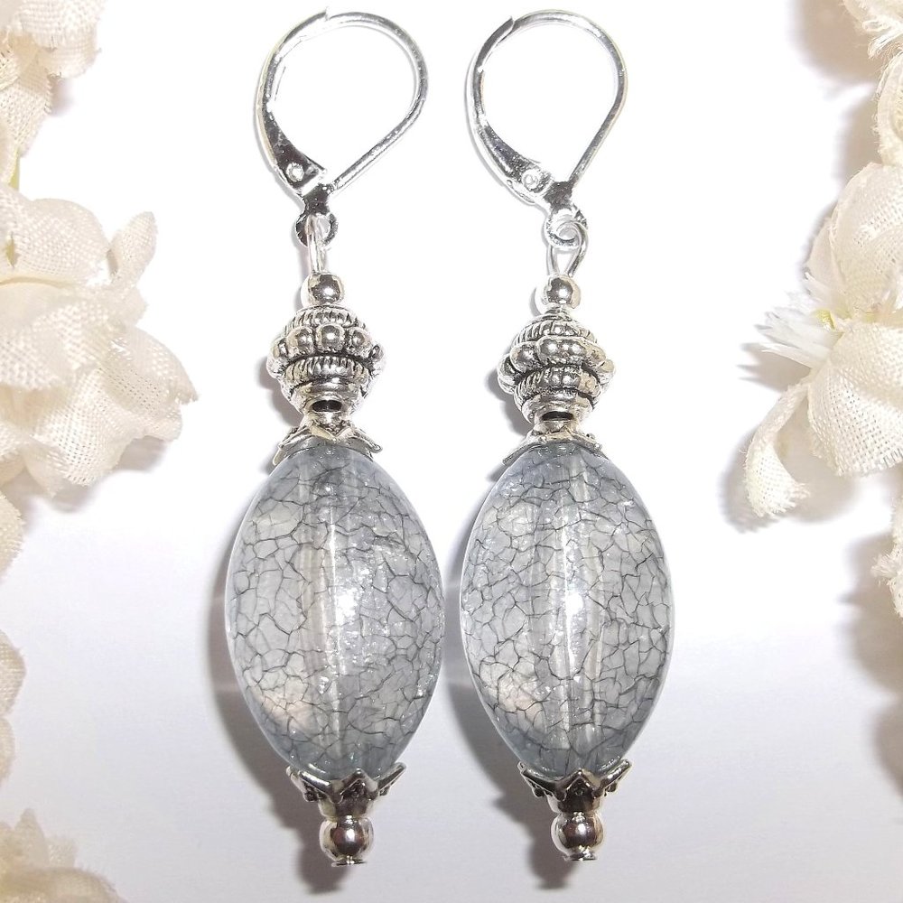 Earrings, Gray Earrings, Grey Earrings, Dangle Earrings, Earring, Earring, 7652